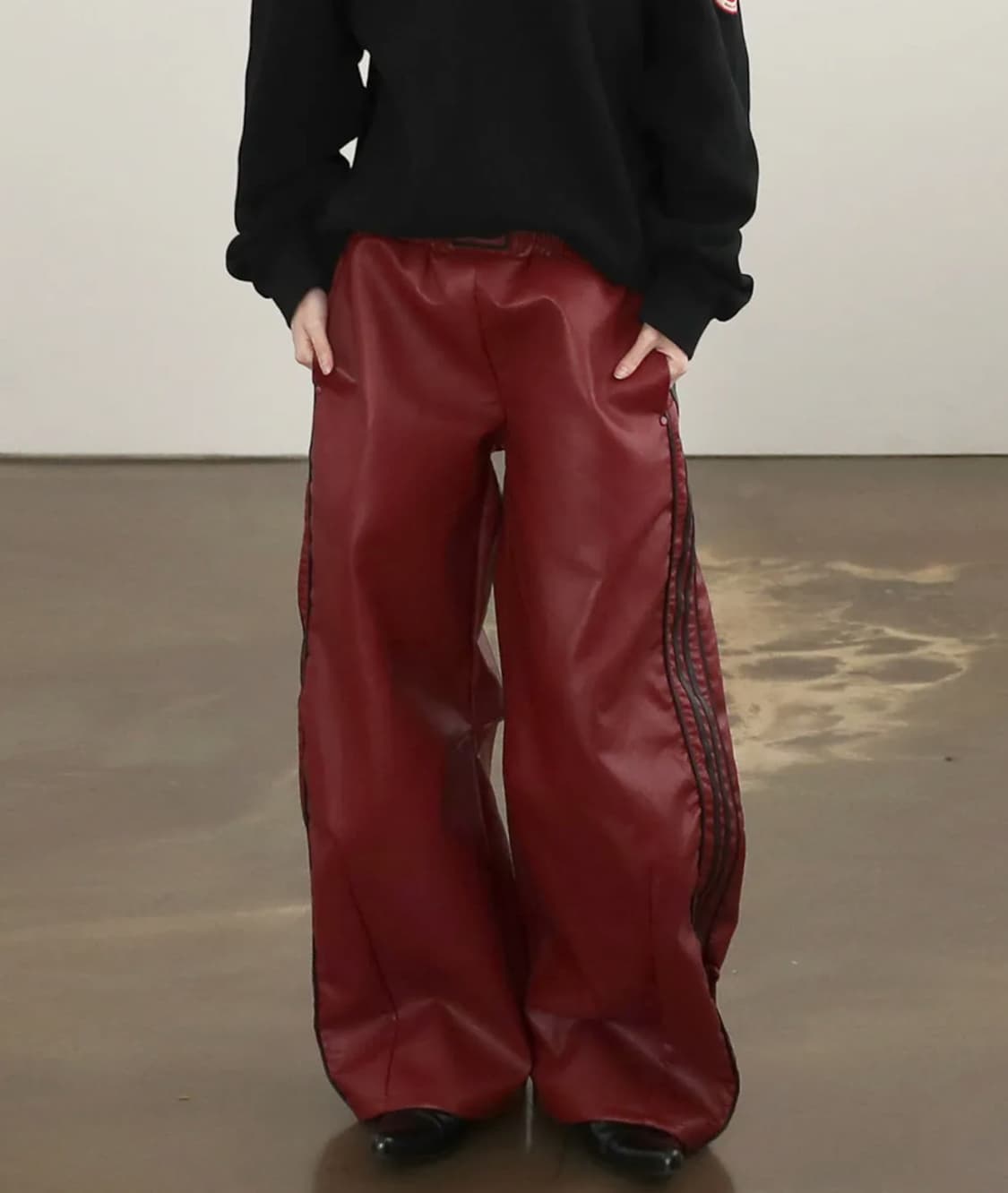 배드블러드 빌리 레더 조거 팬츠 - 레드 M 상품이미지1