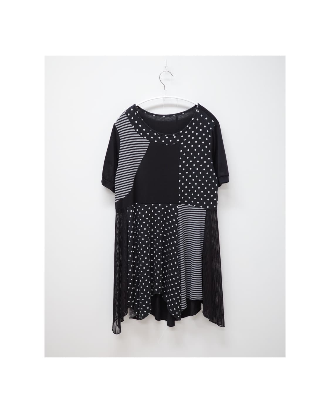 Dot stripe mix half t-shirt 상품이미지1