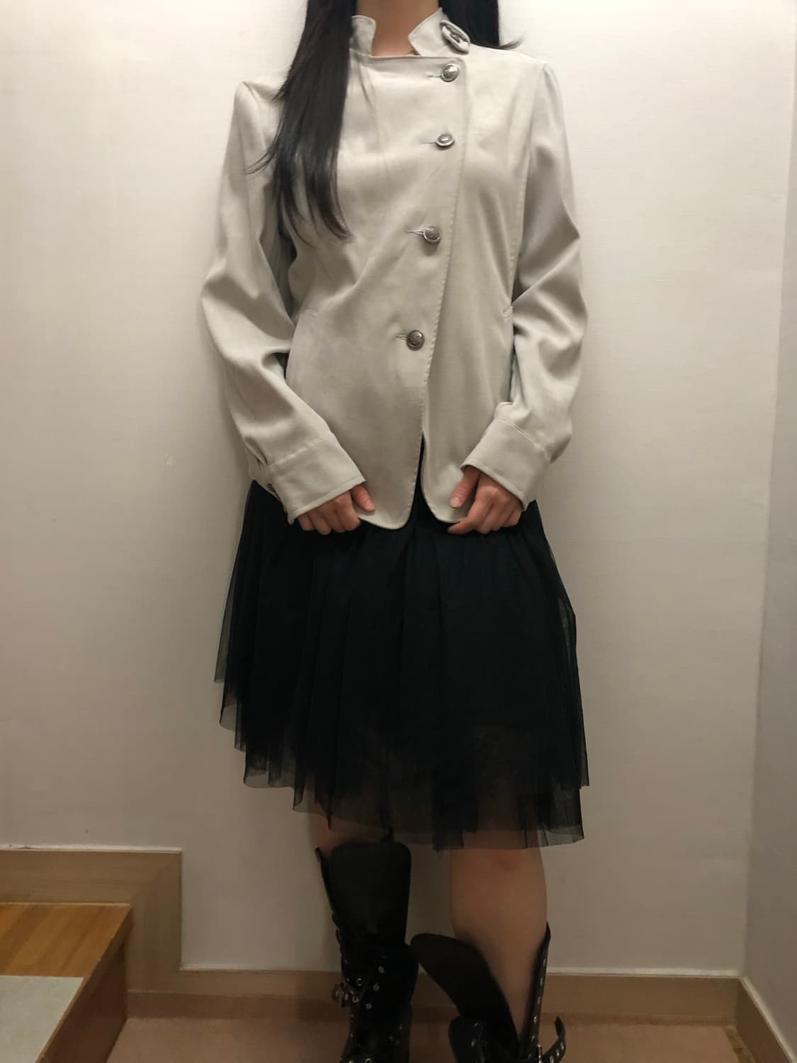 빈티지 라이트그레이 스웨이드 버튼 자켓 상품이미지6