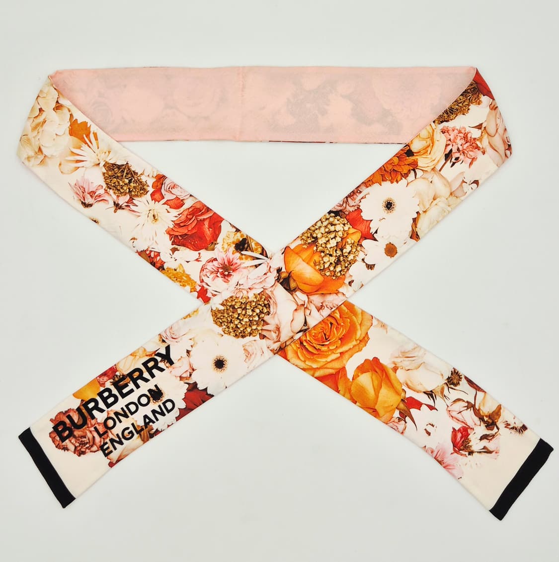 버버리 플로럴 실크 트윌리 스카프 핑크 상품이미지1