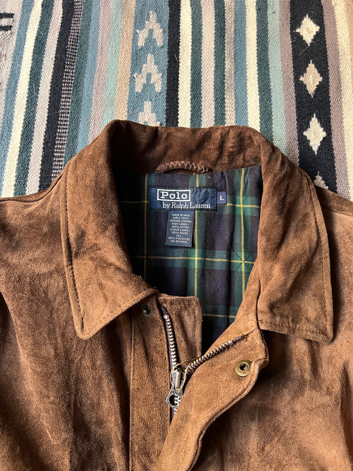 [L]폴로 랄프로렌 체크 라이닝 스웨이드 헌팅 자켓 상품이미지2