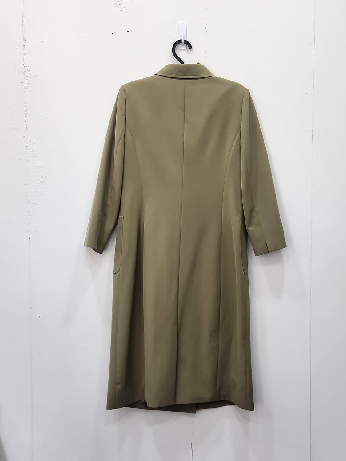 [66] 에셀리아  더블버튼 7부 롱 원피스 연카키  하객룩 오피스룩 상품이미지2