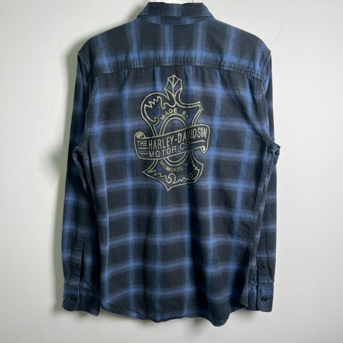 할리데이비슨 블루 체크 플란넬 셔츠 L 상품이미지6