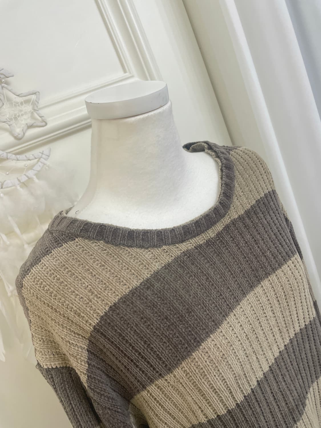 brown charcoal y2k stripe loose sweater 상품이미지8