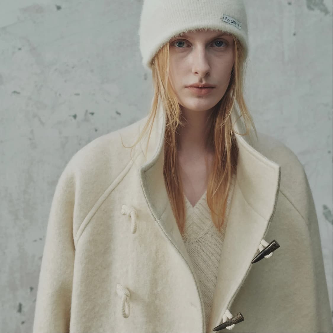 프롬웨얼 울 더프 하프코트 아이보리 상품이미지2