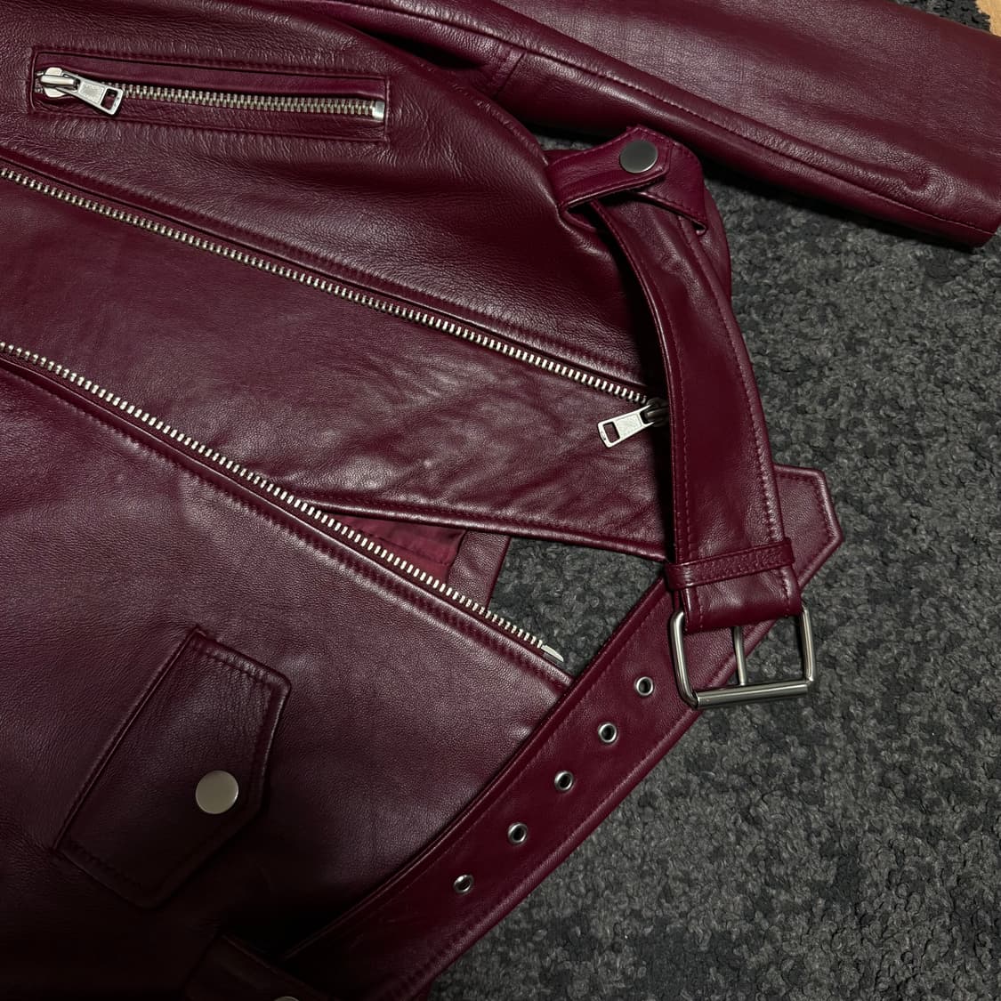 a.t corner official 637 버건디 와인 라이더 자켓  상품이미지3