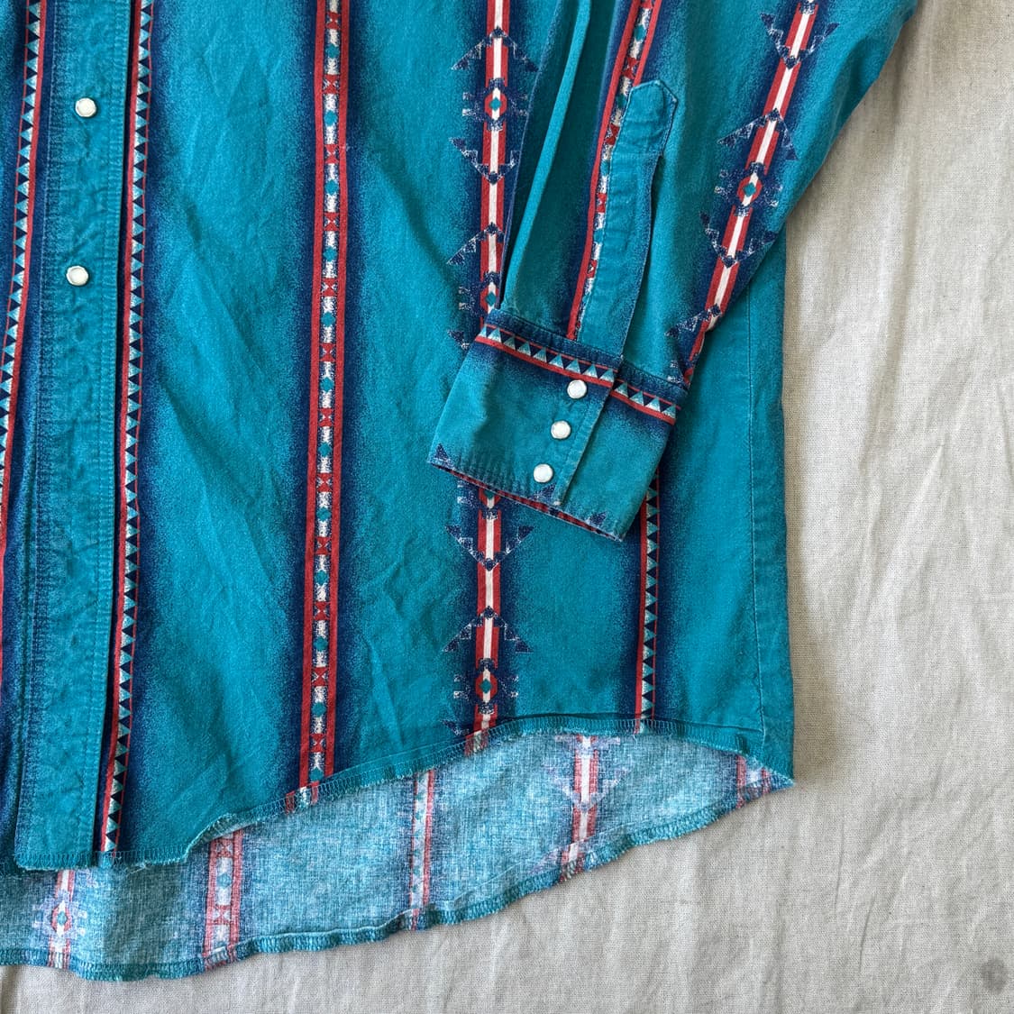 랭글러 90s 에스닉 치마요 청록 웨스턴 셔츠 105~ 상품이미지3