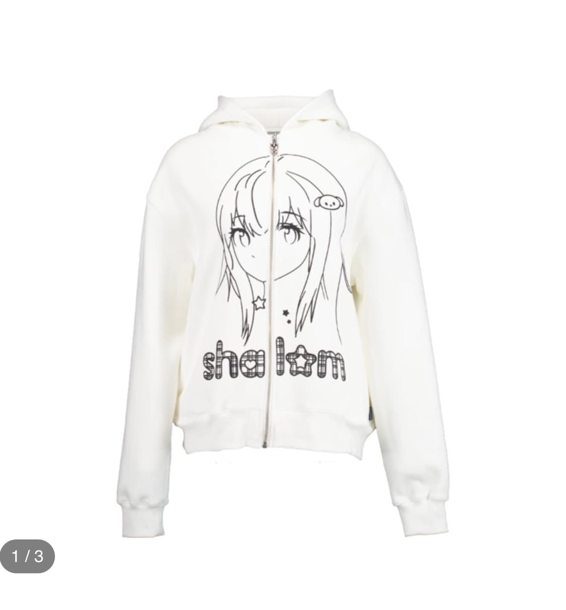 아일릿 모카 착용) GOTTI ZIP-UP HOODIE WHITE 상품이미지1