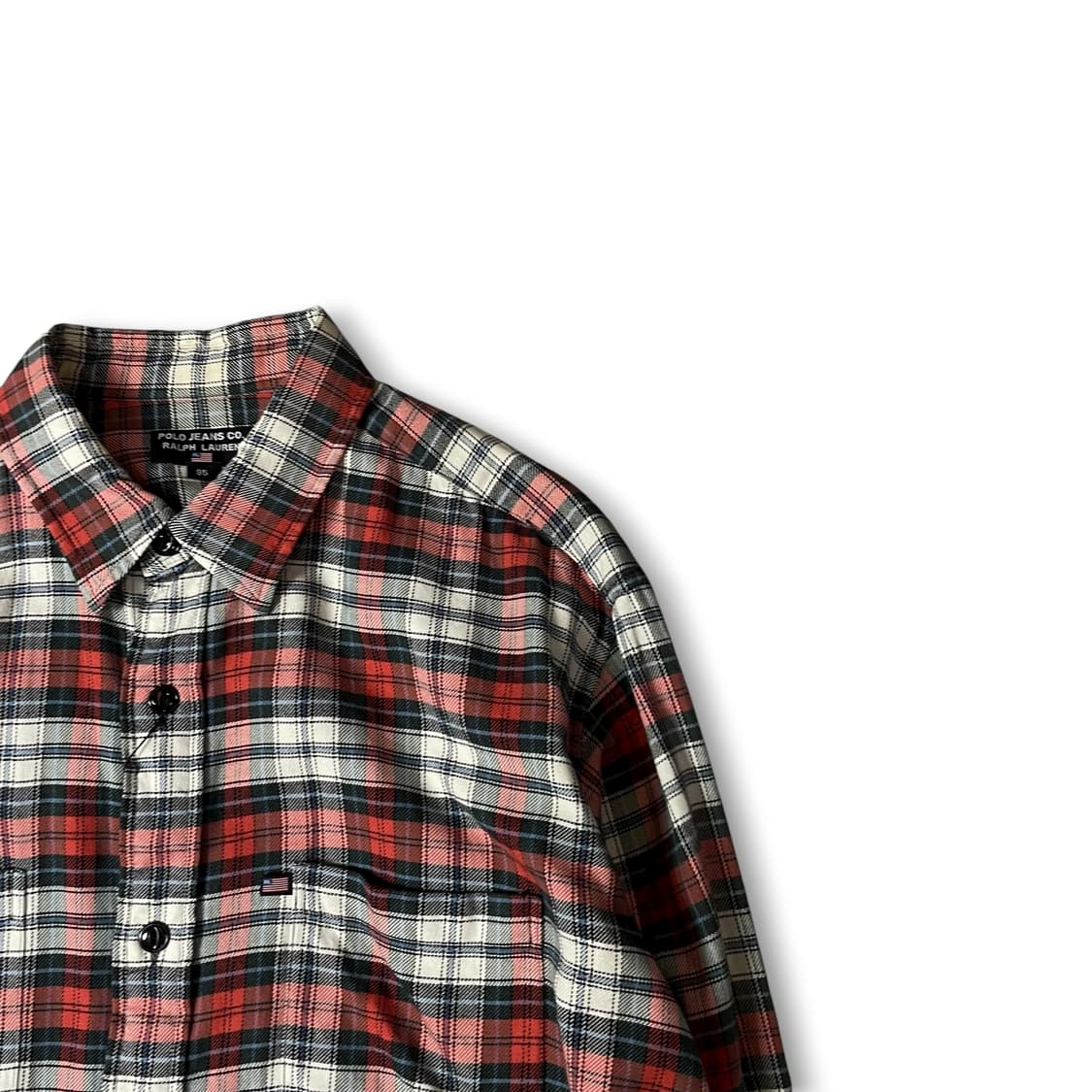 폴로 진스 랄프로렌 오렌지 블루 화이트 체크 투포켓 긴팔 셔츠 95 상품이미지2