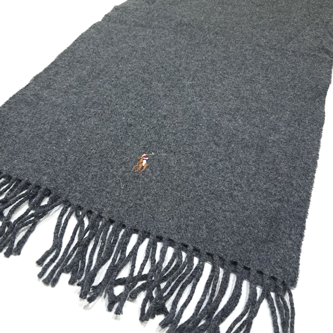 MX454 폴로 이태리판 울 포니자수 그레이 머플러 목도리 상품이미지3