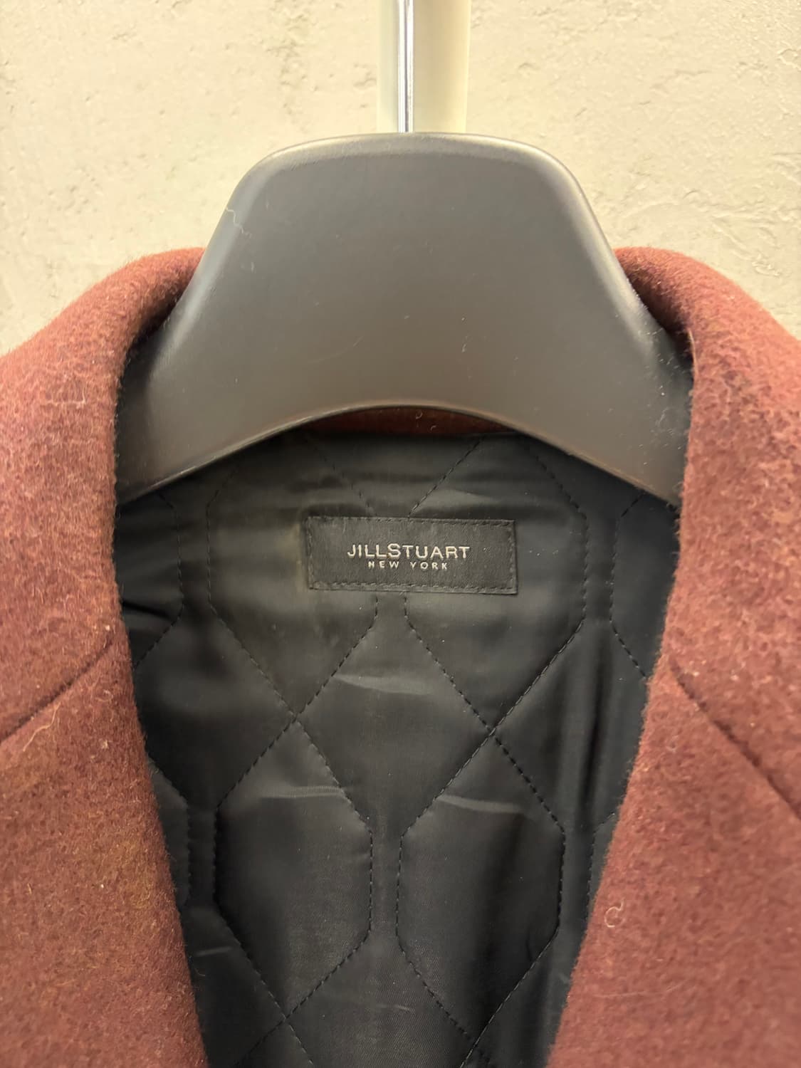 질스튜어트뉴욕 맨 버건디 누빔 울혼방 롱코트 L 상품이미지5