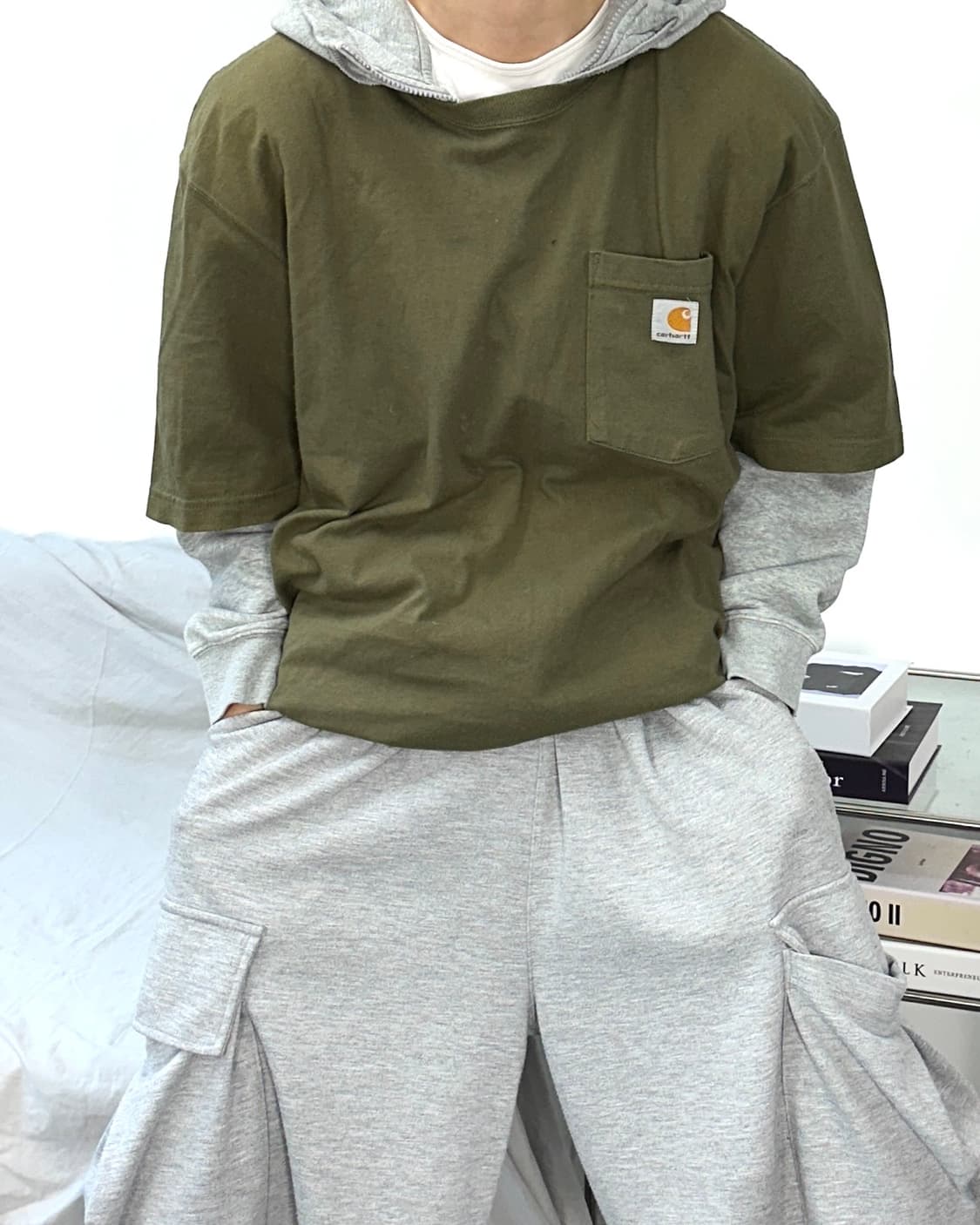 칼하트 카키 포켓 반팔티 L 상품이미지1