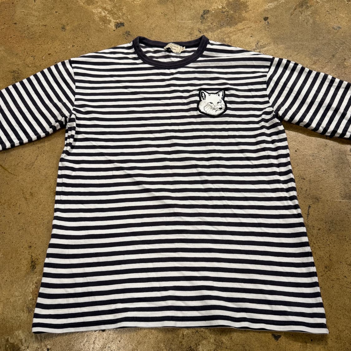 메종키츠네 폭스 헤드 패치 스트라이프 단가라 롱 슬리브리스 긴팔 티 상품이미지4