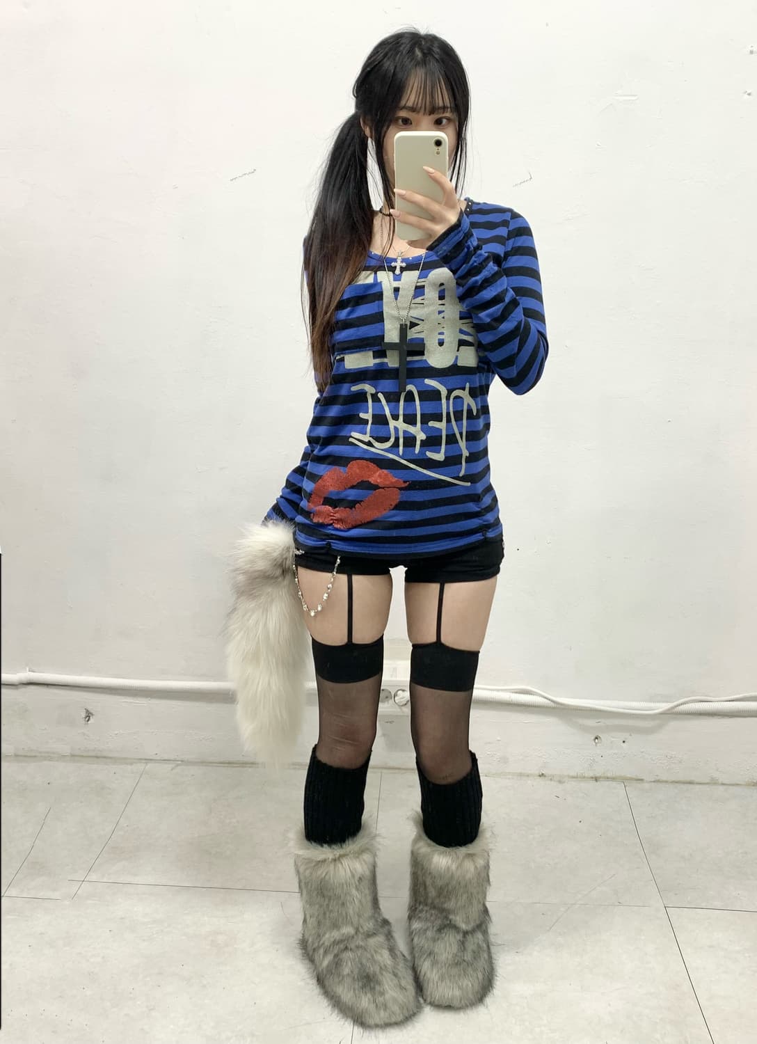 [DOUBLE FOCUS] 펑크 갸루 스트라이프 롱슬리브 상품이미지2