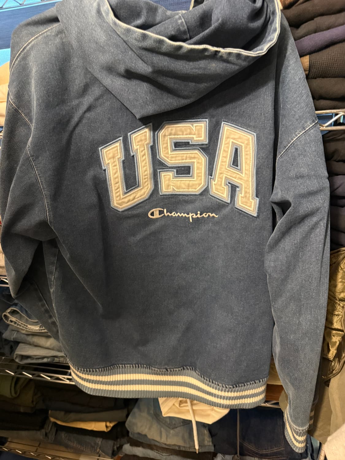 빈티지 챔피온 데님 후드 집업 자켓 M 상품이미지5