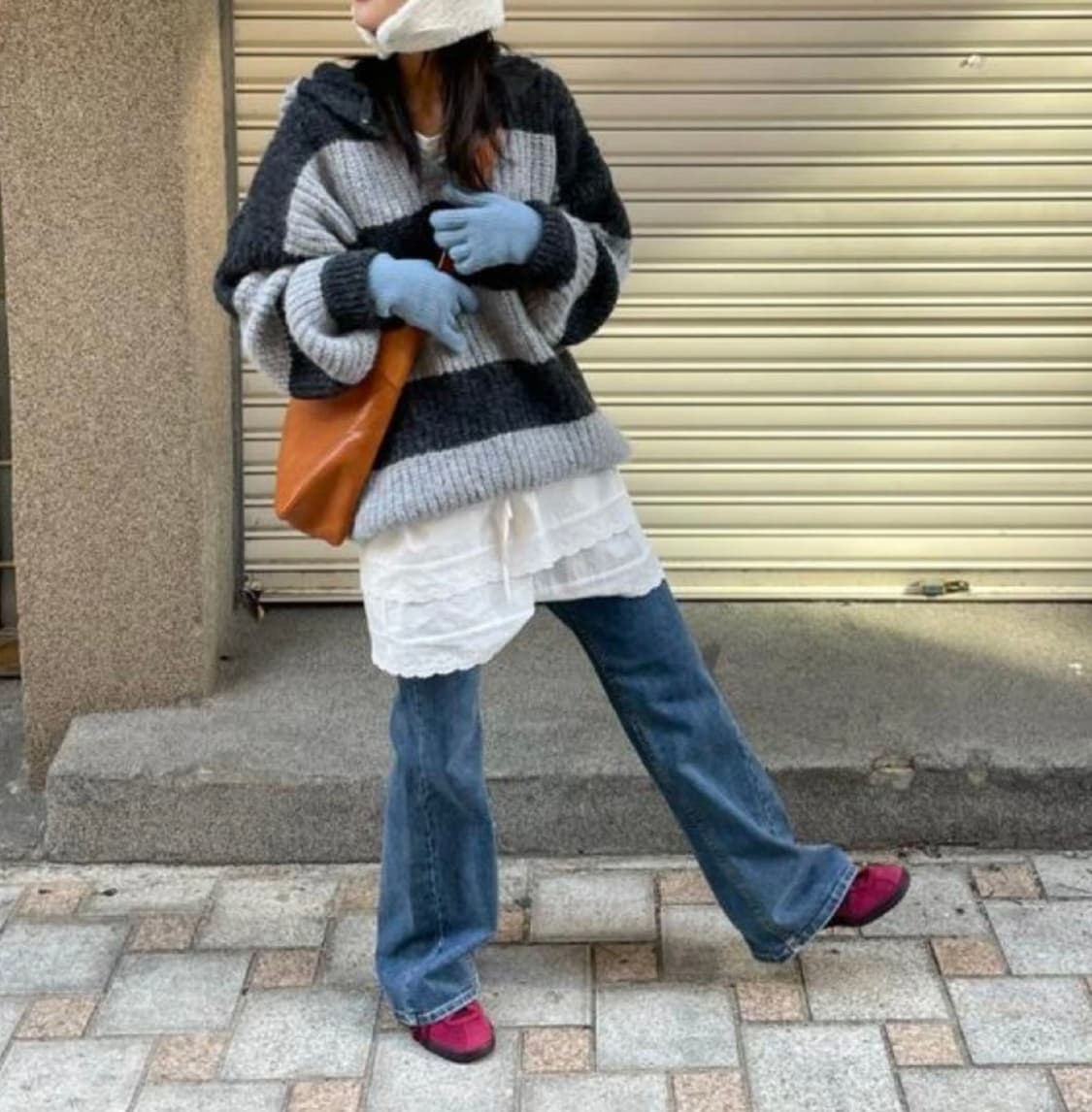 솔꾸 스트라이프 후드 니트 상품이미지1