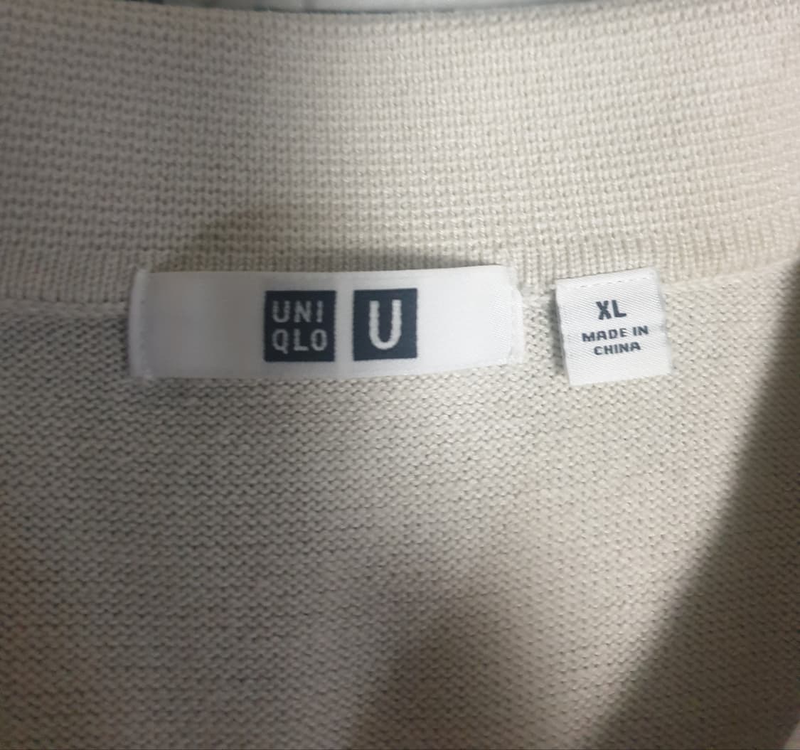 유니클로 U 카라 반팔 니트 크림 (XL) 상품이미지3