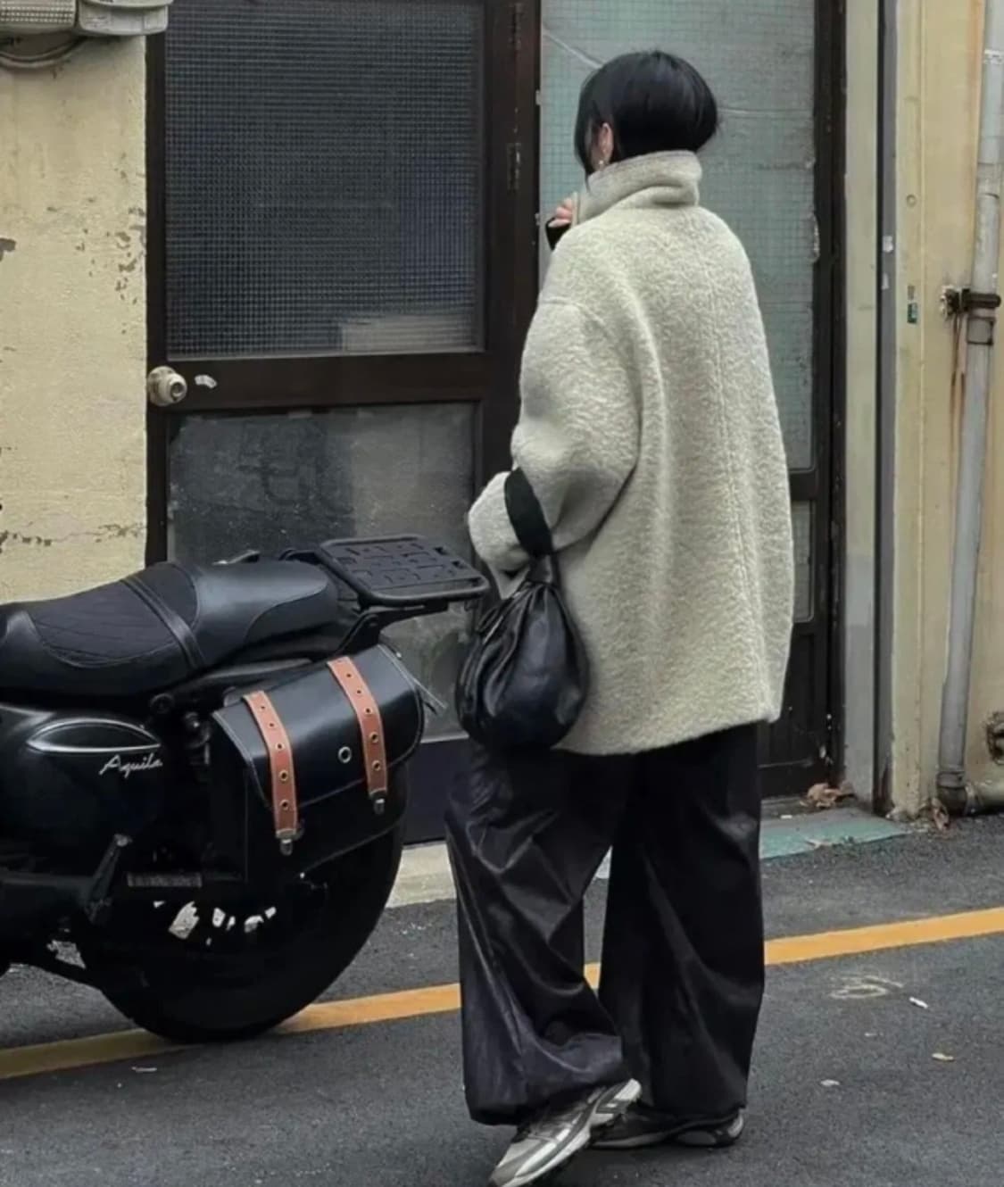 트리밍버드 알파카 싱글 피 코트 크림그레이 상품이미지3