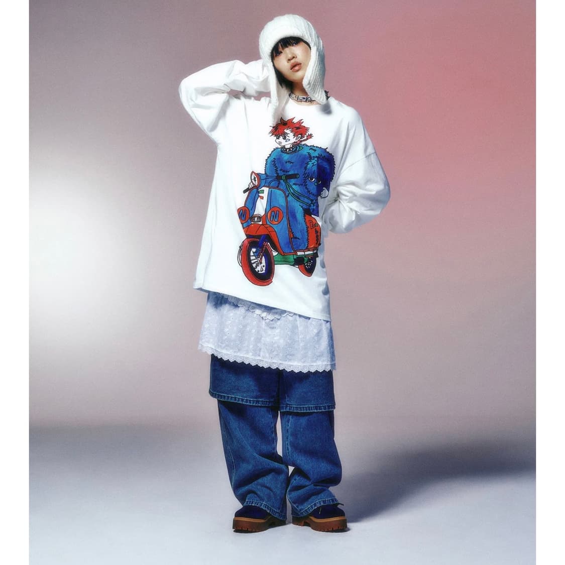 나이스고스트클럽 모토사이클 블루보이 빅빅 티셔츠 롱슬리브 긴팔티 M 상품이미지7