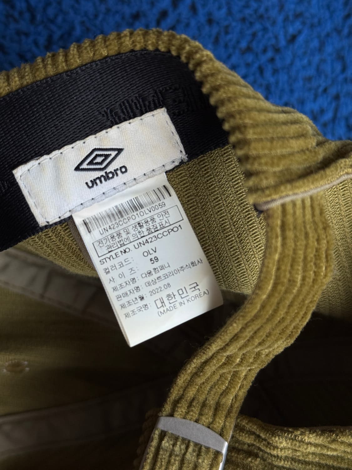 엄브로 코듀로이 볼캡 / 오리브 / 59 상품이미지3