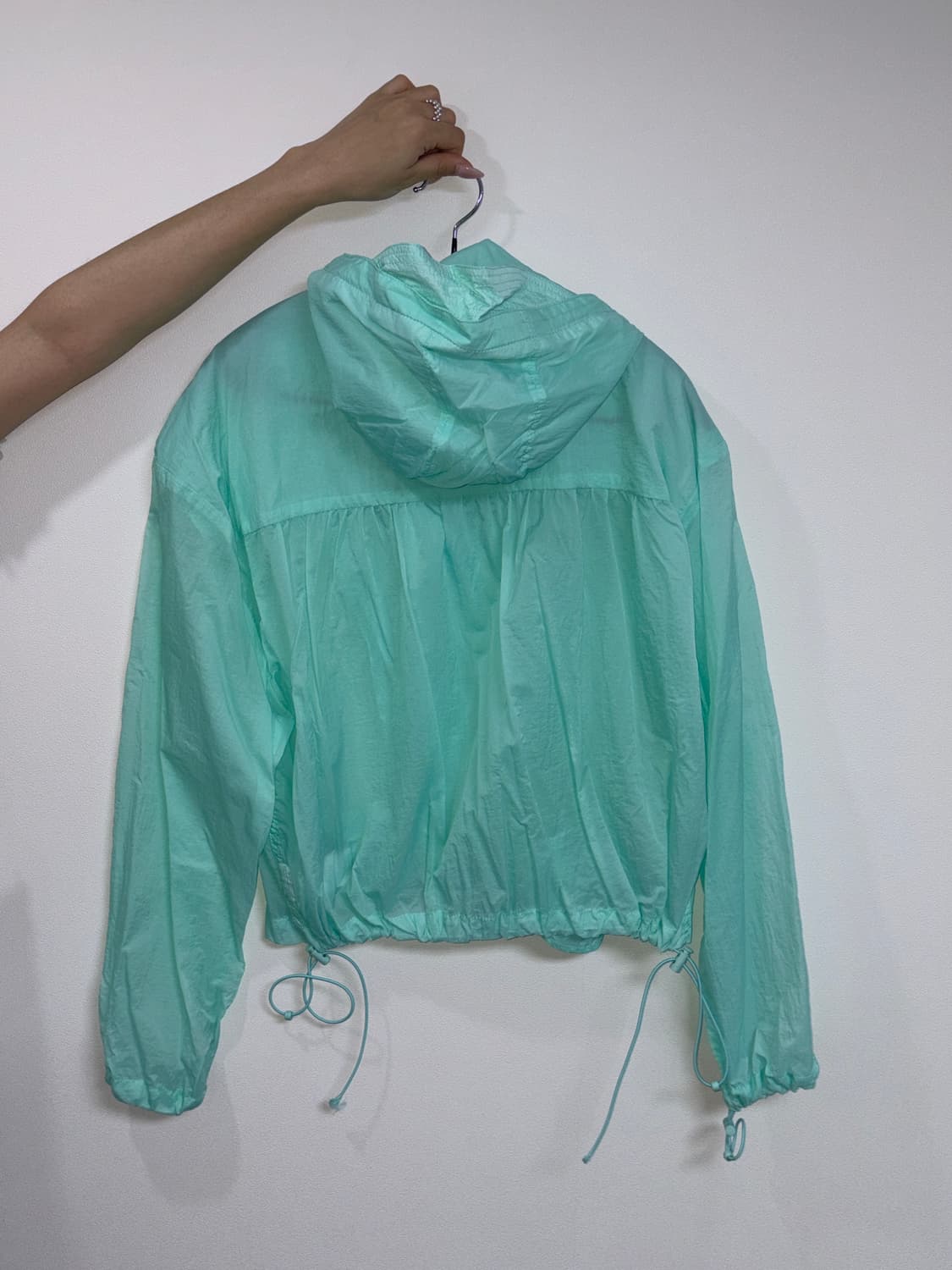 Sheer shirring hoodie jacket_sky 상품이미지3