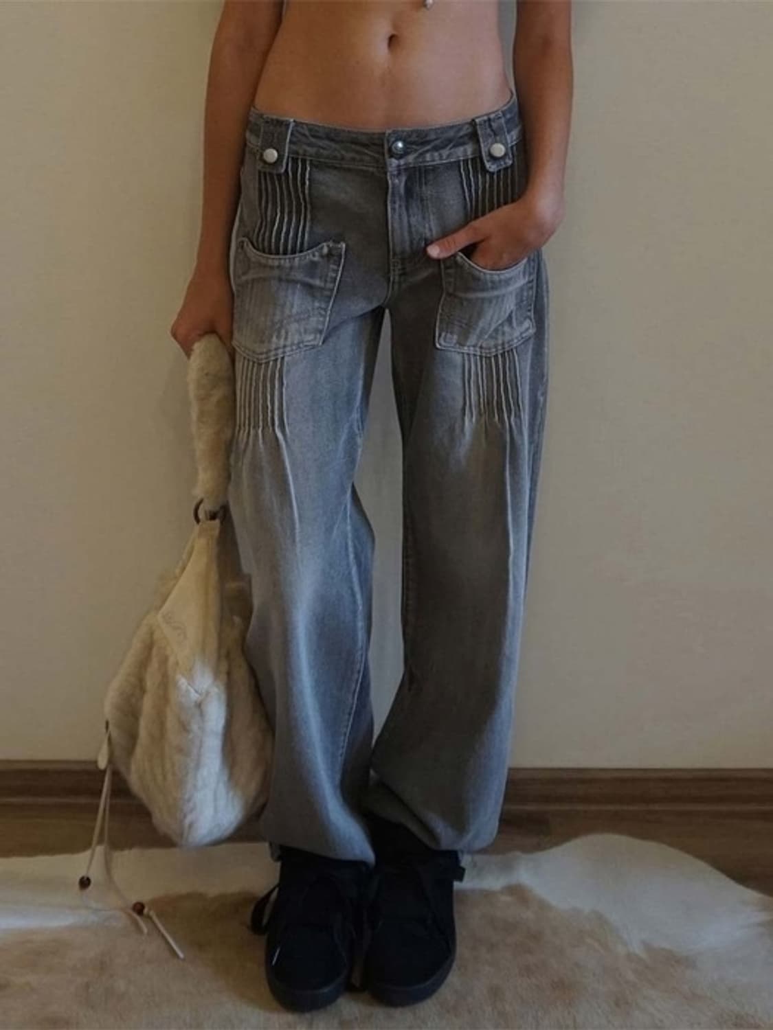 [S] 스컬프터 핀턱 포켓 워싱 데님 팬츠 상품이미지1