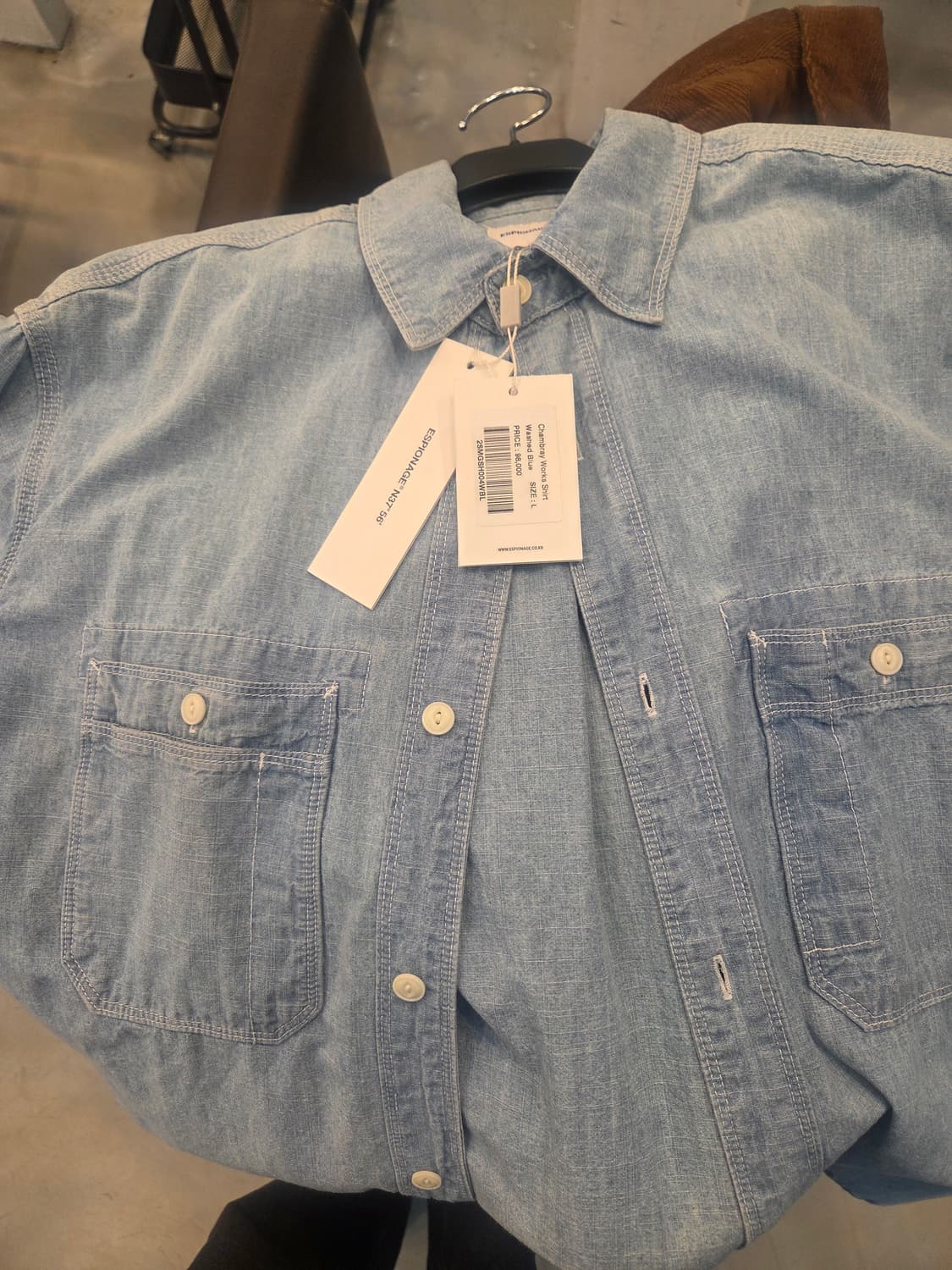 에스피오나지 샴브레이 워크셔츠  (새상품 L) 상품이미지3