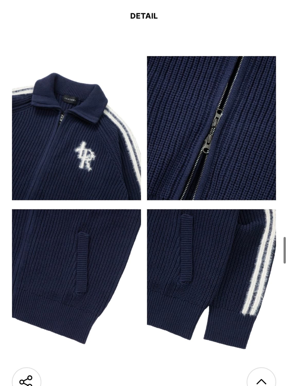 (M) 레더리 레글런 트랙 니트 집업 NAVY 판매 상품이미지5