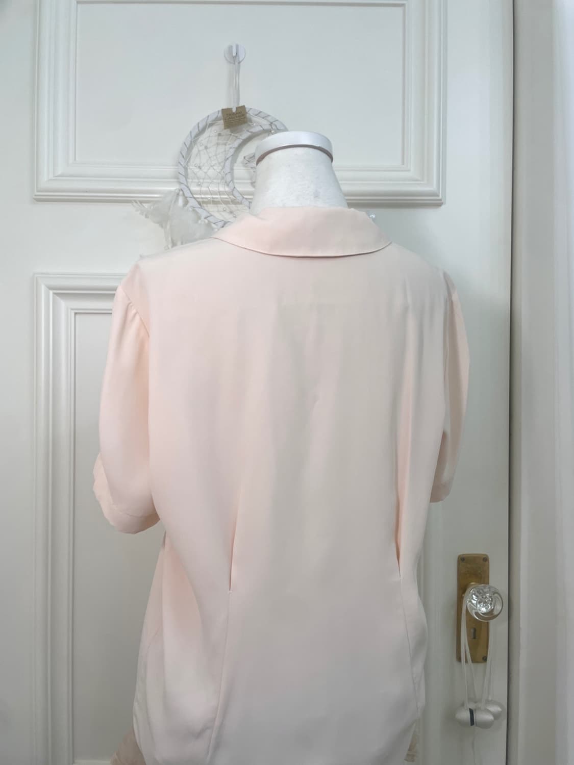 coral collar pleats sleeve half blouse 상품이미지4