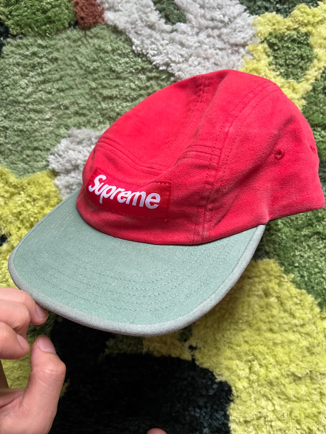 25FW 슈프림 캠프캡 몰스킨 레드 그린 상품이미지1