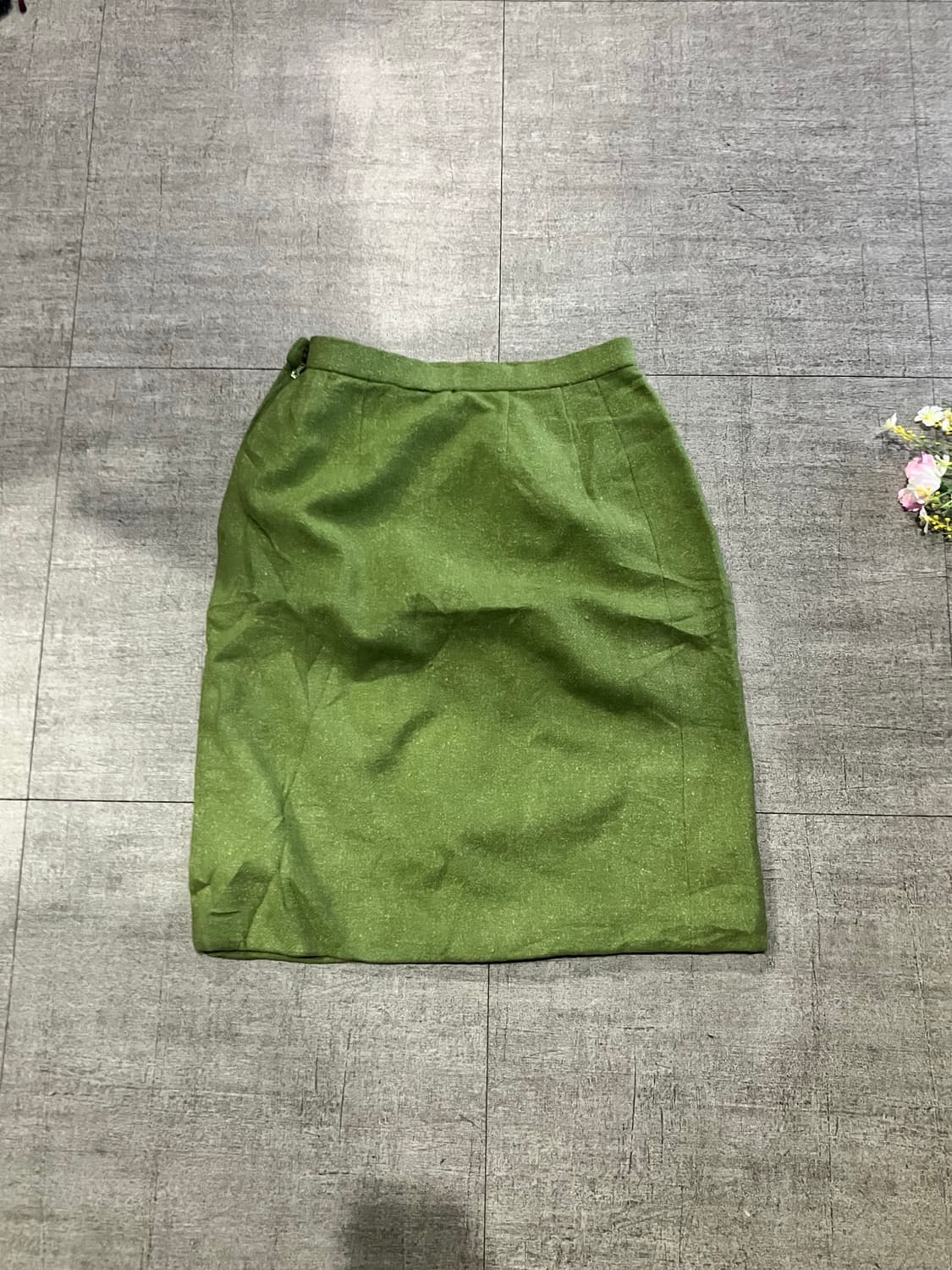 일본빈티지 하구미모리걸 할메카지 울 미디스커트 그린 상품이미지1