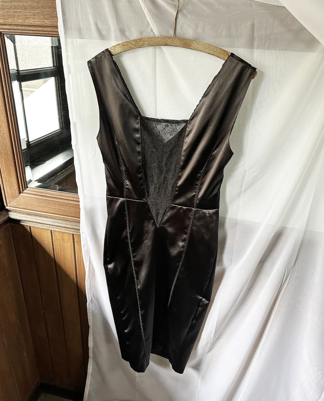 DOLCE&GABBANA black satin lace dress 상품이미지7