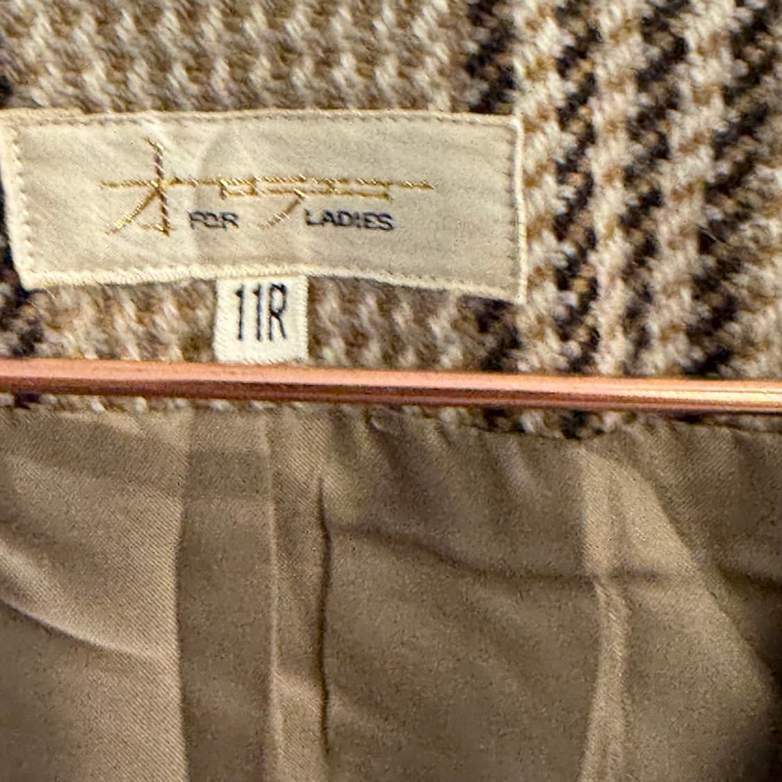 빈티지 JPN WOOL100% 체크 트위드 브라운 블레이저 (11R) 상품이미지2