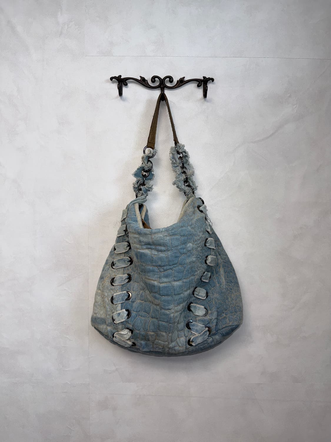 Grunge denim python laceup big 쇼퍼백 상품이미지1