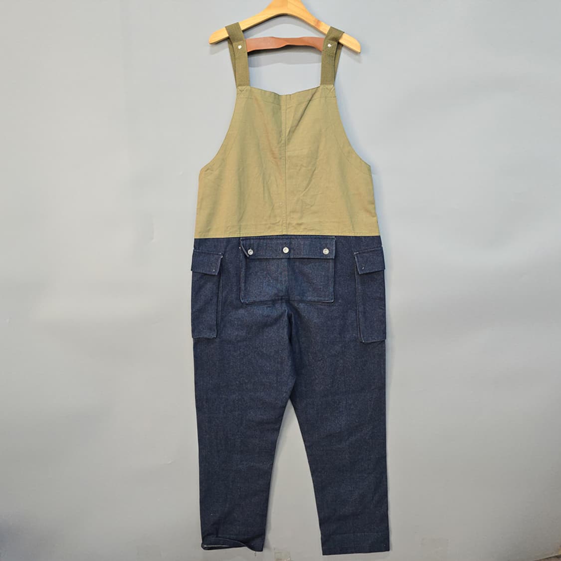 푸자오(FUZAO) 투톤 데님 오버롤 멜빵팬츠 L 상품이미지3