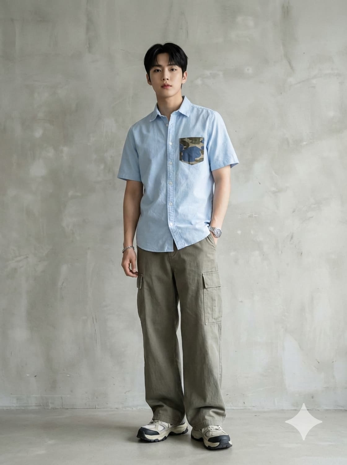 칼하트 WIP 프리터 카모 포켓 반팔 셔츠 스카이블루 상품이미지1