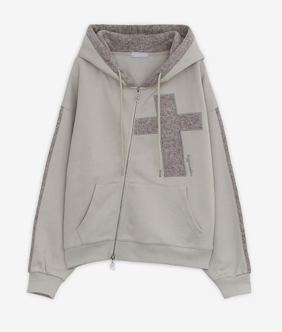 허그유어스킨 크로스 패치 후드집업 (오트밀) 상품이미지1