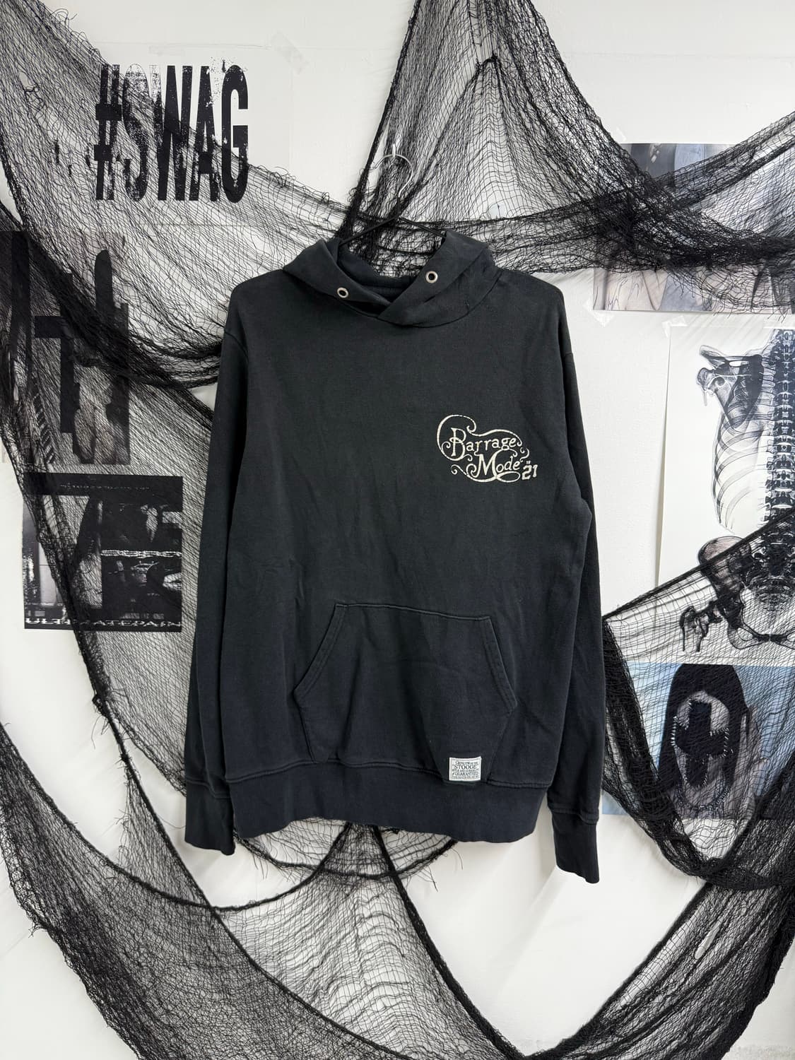 00s mood skull lettering hoodie 상품이미지3