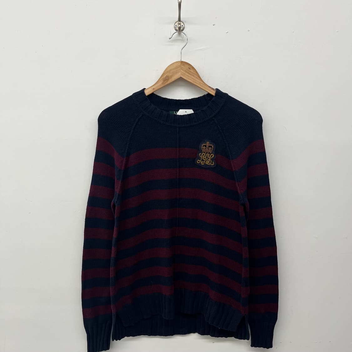 랄프로렌 스트라이프 니트 남색/버건디 여/M 상품이미지1