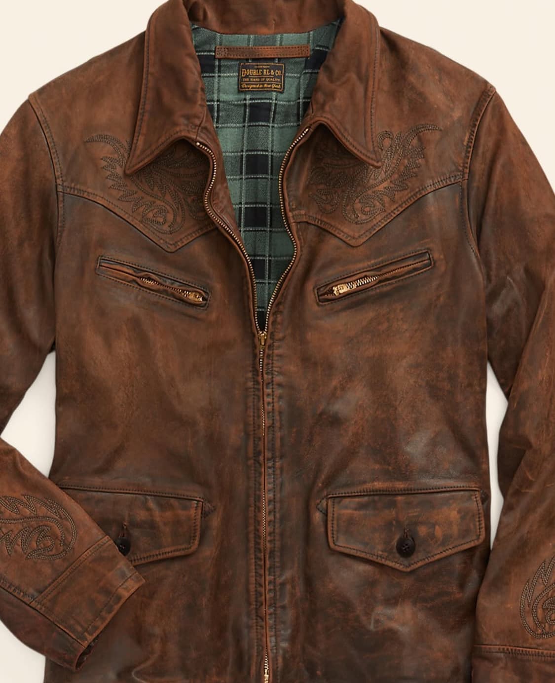 RRL 임브로이드 웨스턴 가죽 자켓  상품이미지1