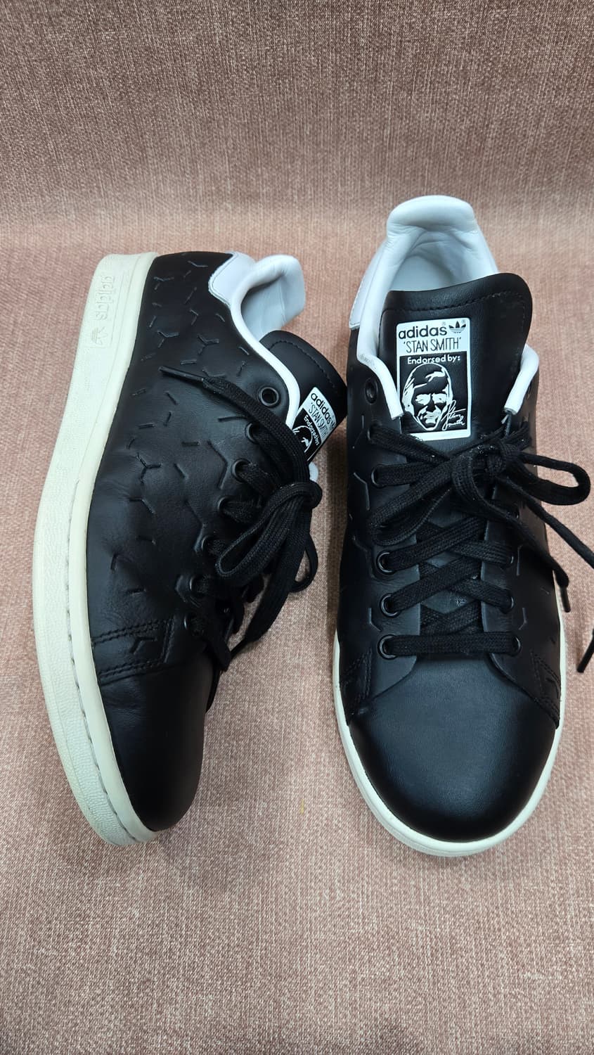 아디다스 270mm-  스탠스미스 블랙레더 스니커즈  운동화 상품이미지1