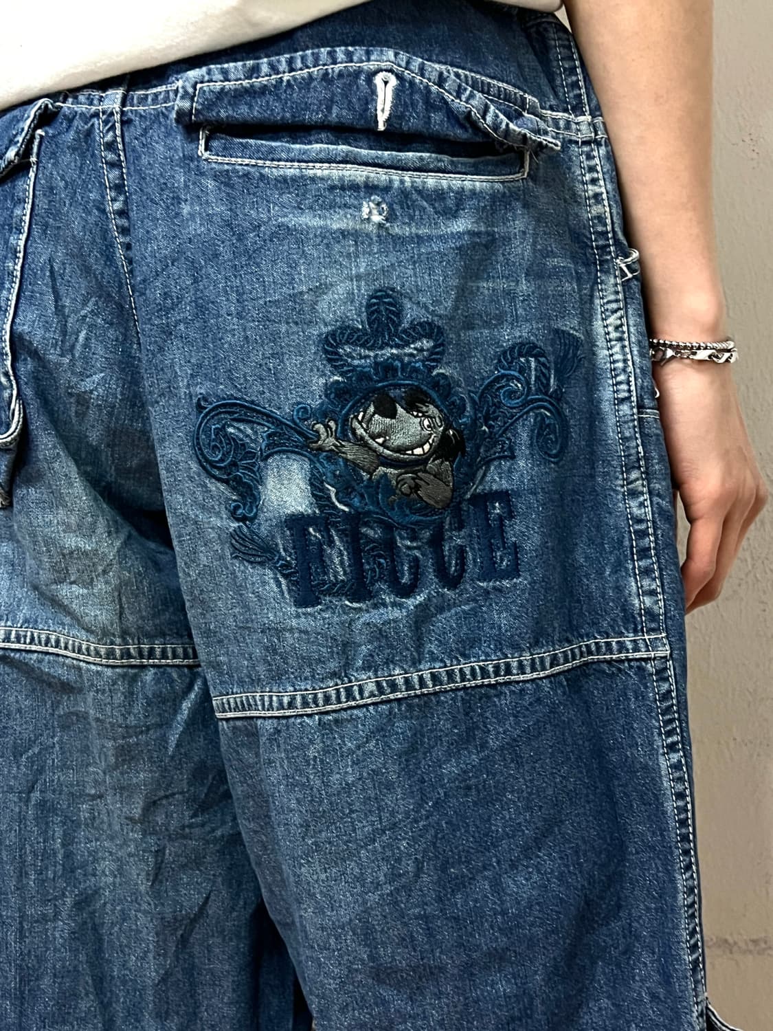 90s 요시유키 코니시 Ficce 올드스쿨 자수 대님팬츠 청바지 32 상품이미지10