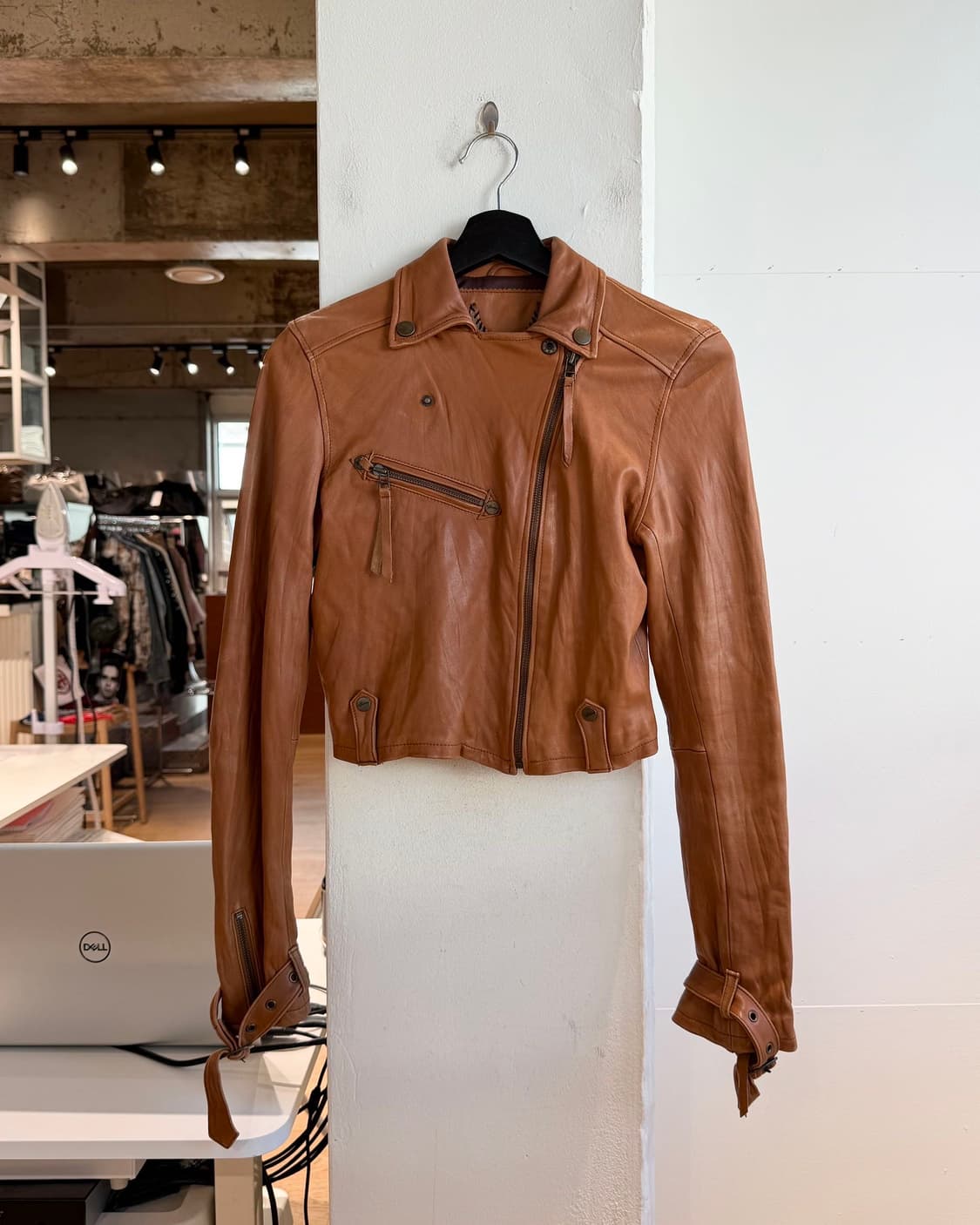 i -jeans 브라운 크롭 레더 자켓 상품이미지2