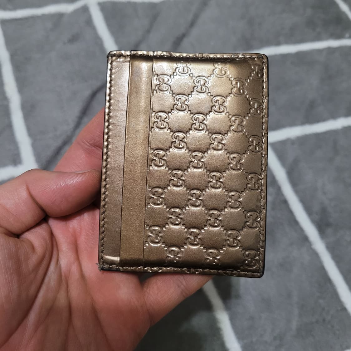 정품 구찌 시마 마이크로 GG 카드지갑 브론즈 색상 상품이미지1
