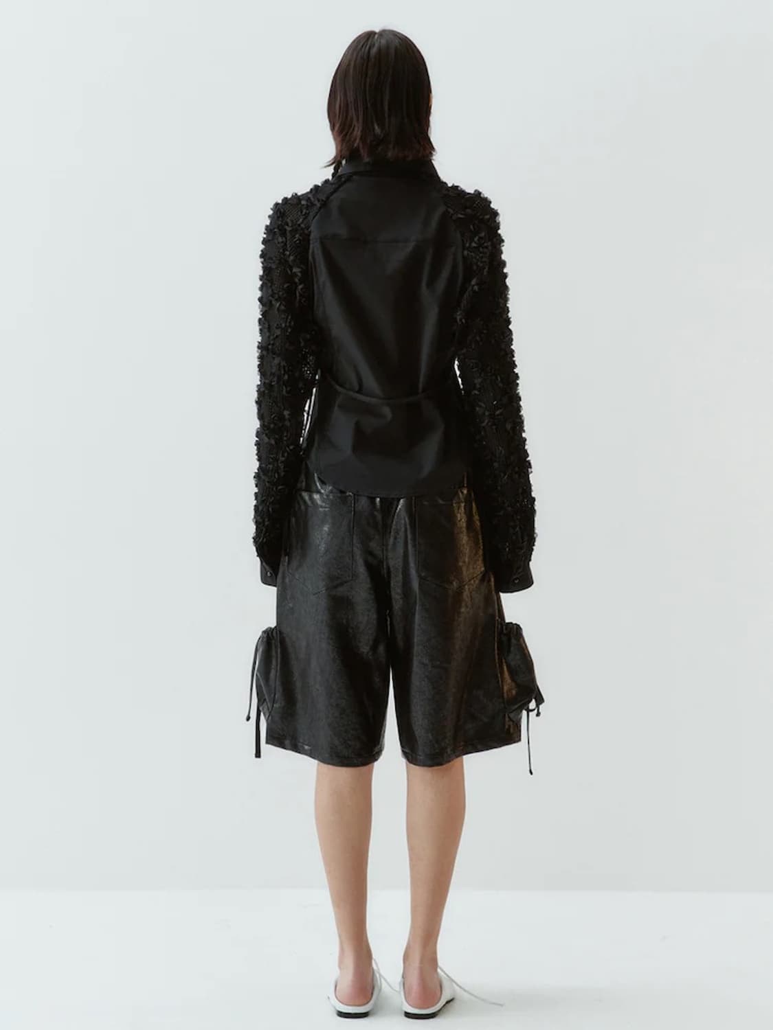 김미더영 플라워 니트 슬리브 셔츠 블랙  상품이미지3