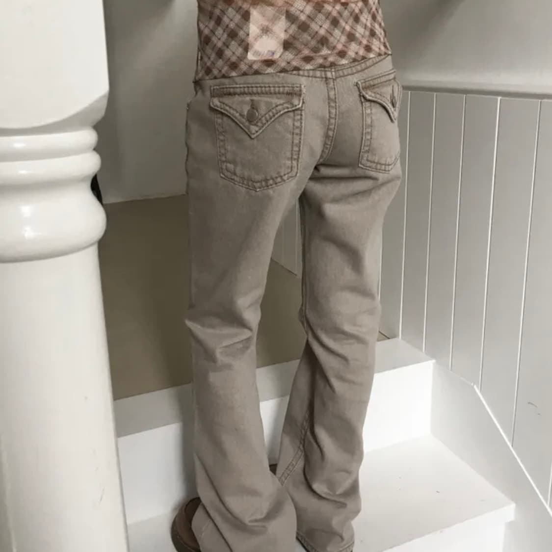 언버티 빈티지 로우 포켓 부츠컷 팬츠 베이지 상품이미지3