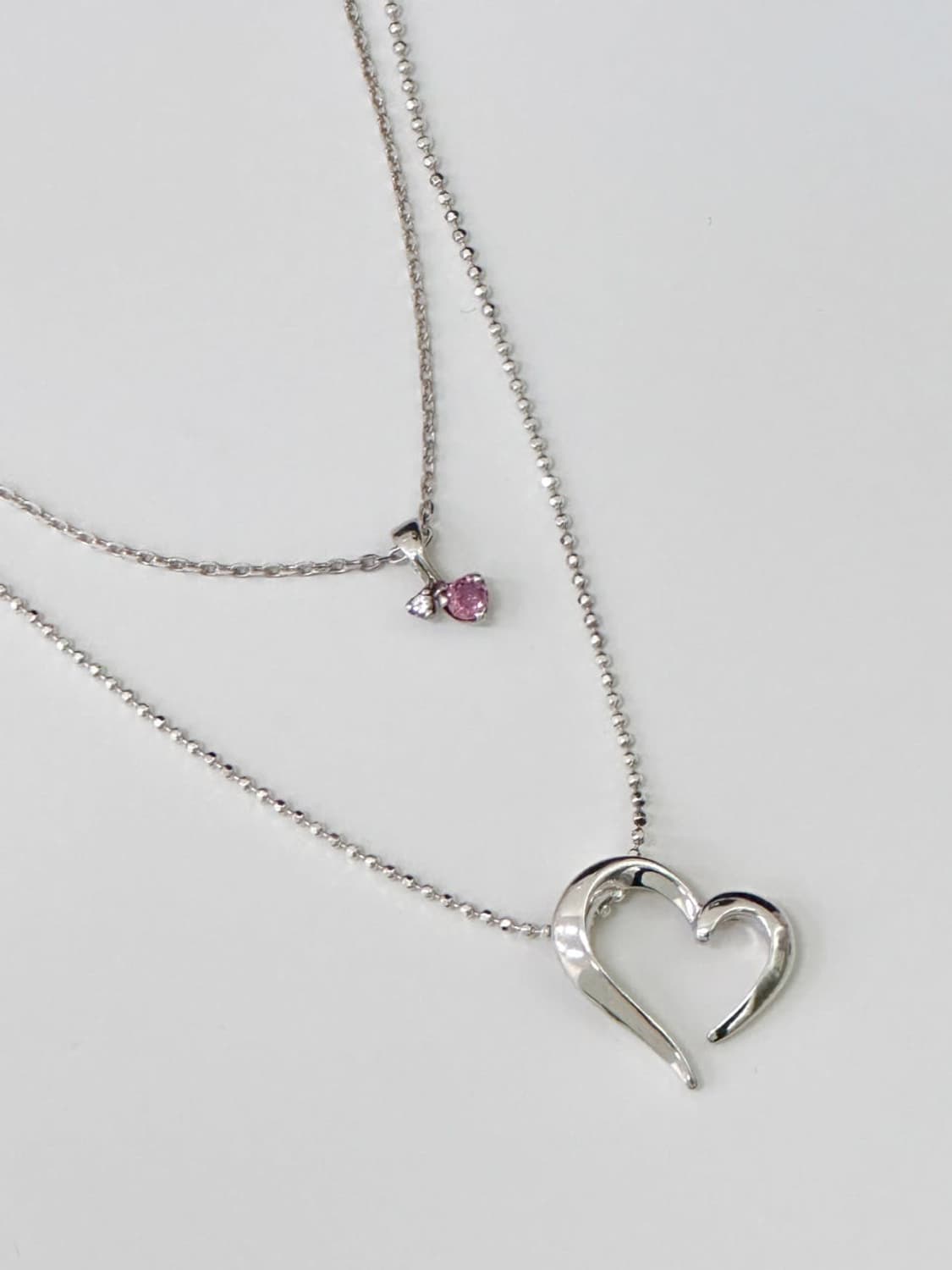 courreges / 꾸레쥬 실버925 하트 펜던트 목걸이 2종 세트 상품이미지1
