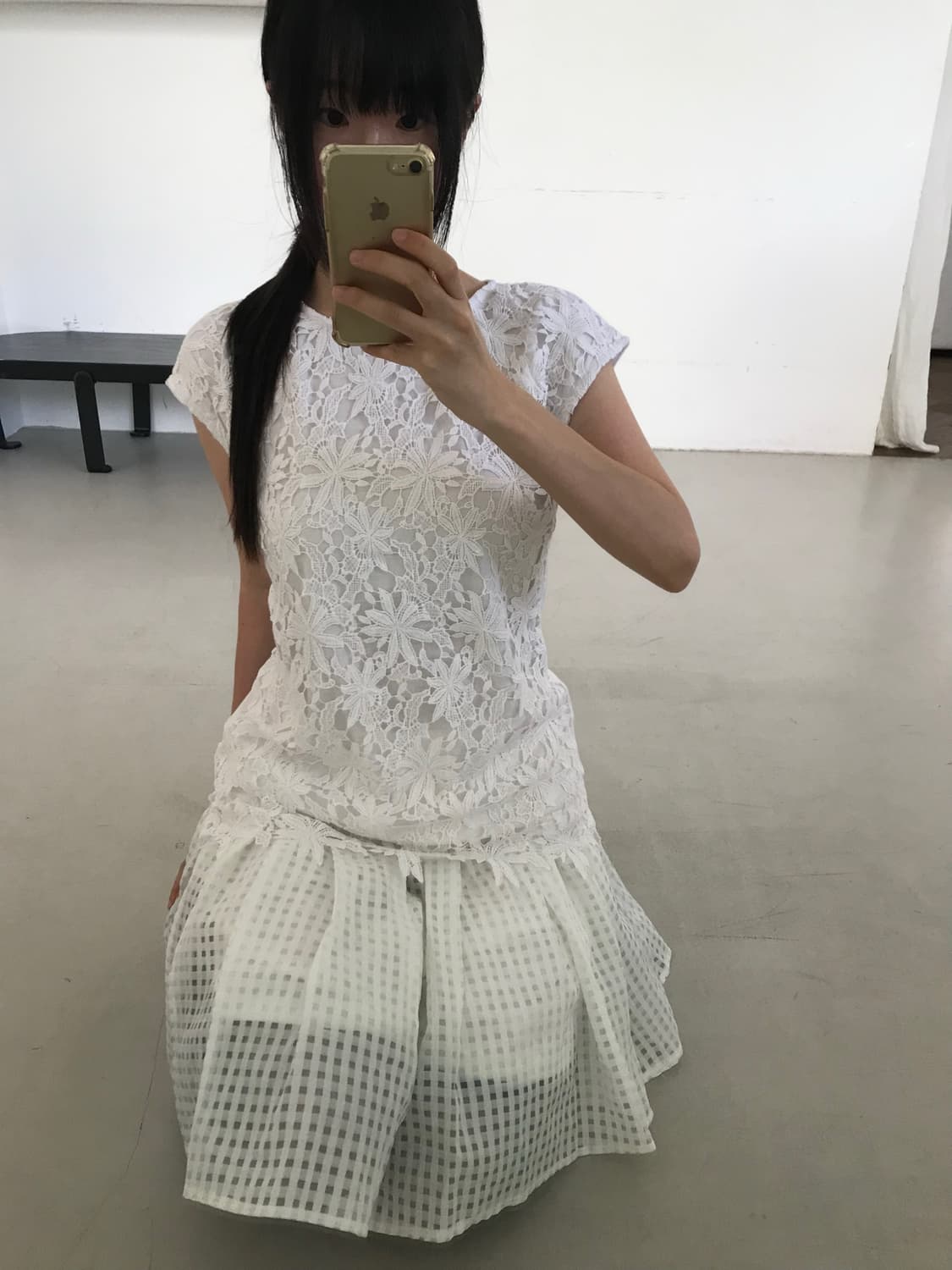 vintage ivory lace top 상품이미지4