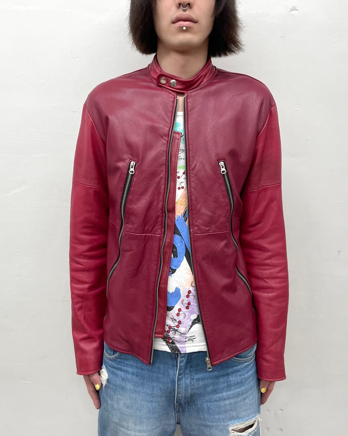 2 Closer Red Retro Biker Jacket  상품이미지4