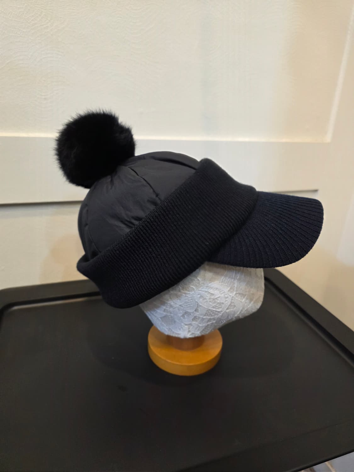 와이드앵글 패딩믹스 폼폼 캡 모자 상품이미지3